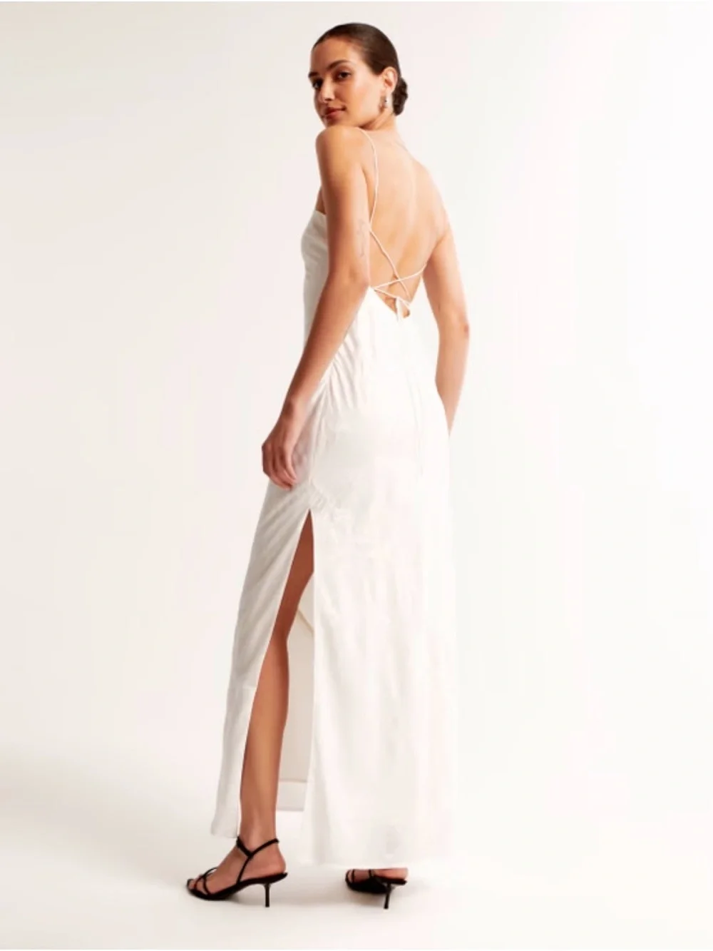 Elegant White Slip Maxi Dress with Side Slit